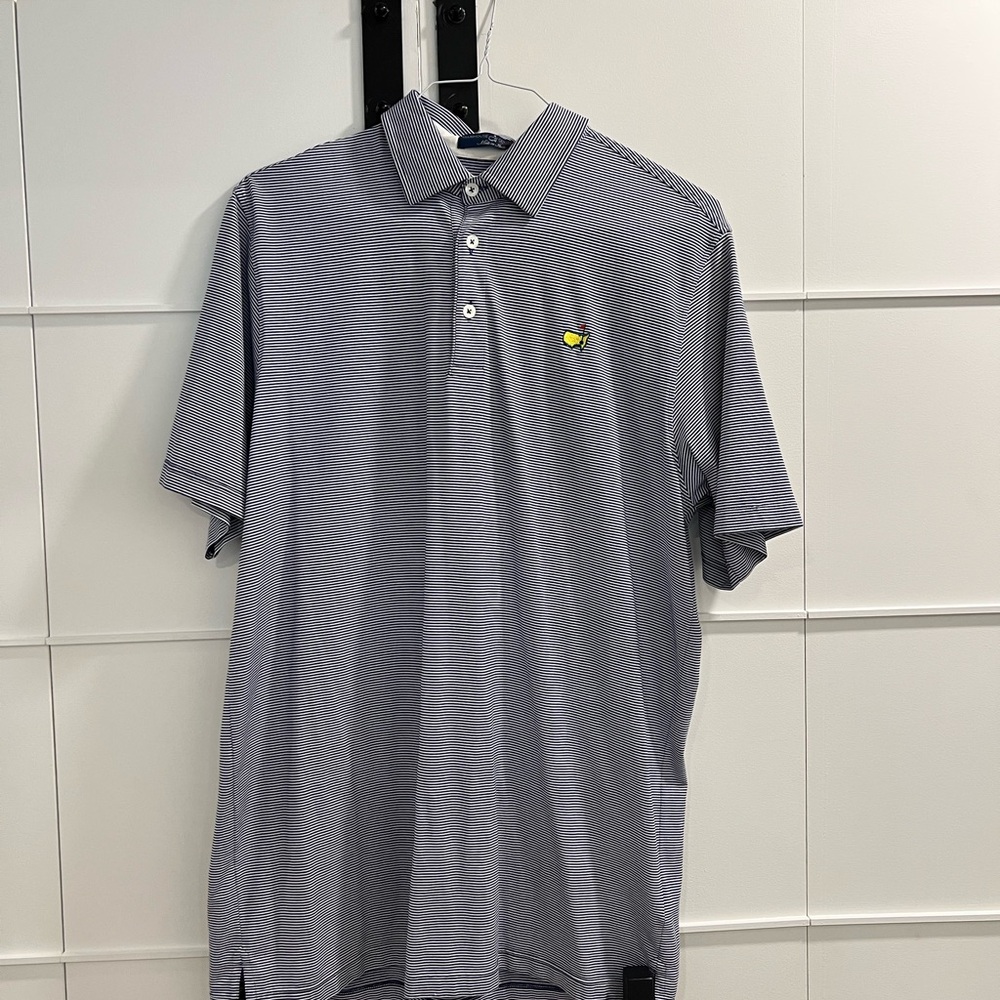 Masters Clubhouse Collection Polo size large blue and white striped